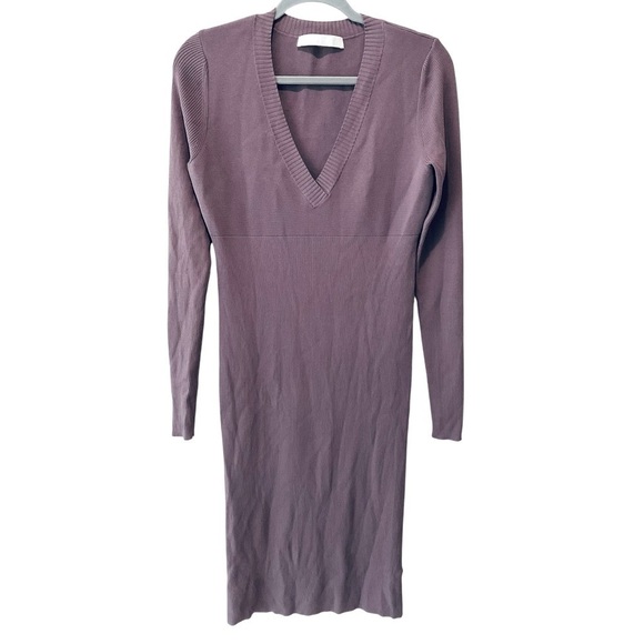 Dion Lee Womens Shadow Rib Knit V-Neck Midi Dress Mauve Size 8 $1150 - Picture 1 of 4